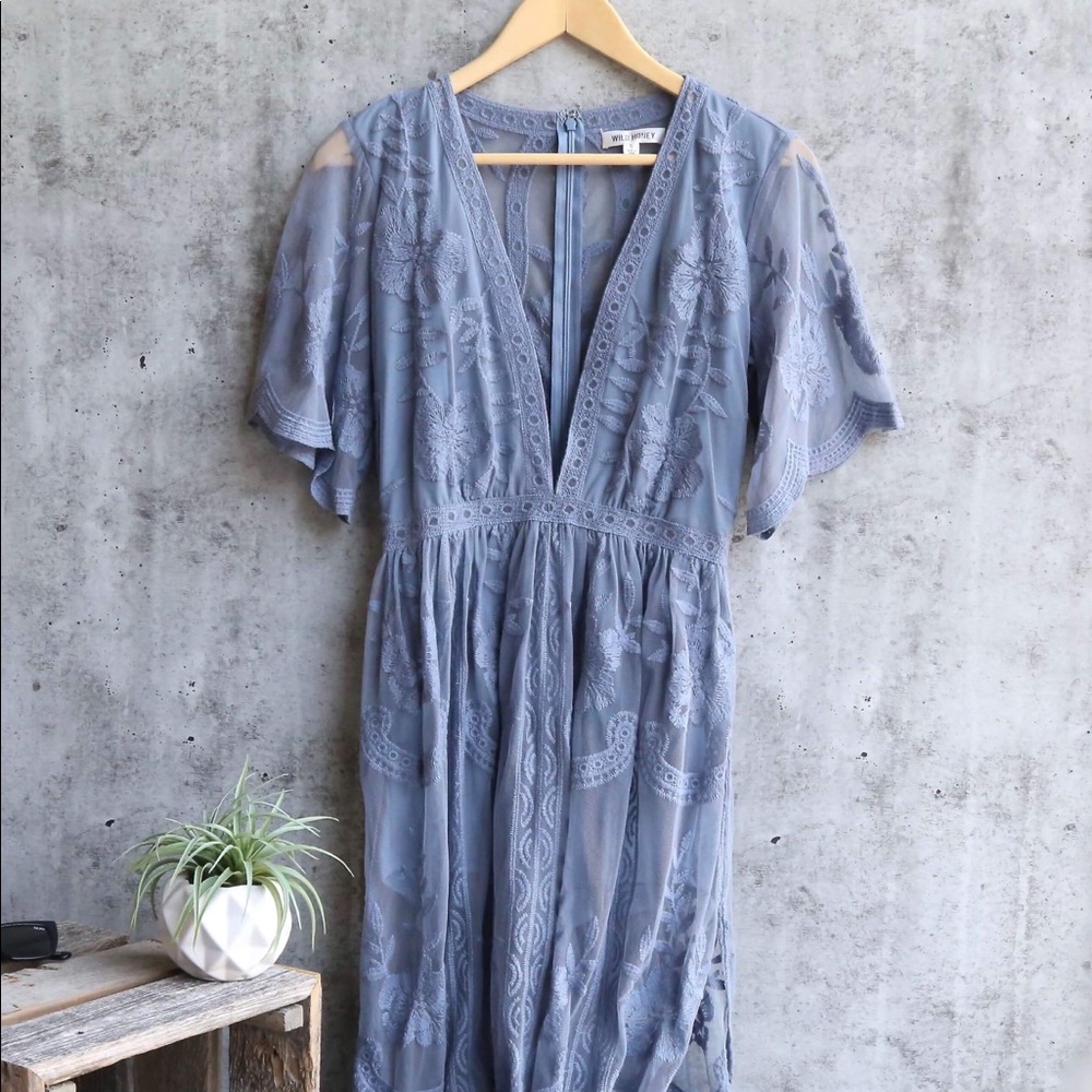Embroidered Lace Maxi Jumpsuit Dress